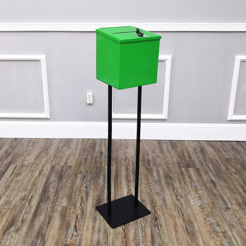 FixtureDisplays Stand with Metal Donation Box Suggestion Box Charity